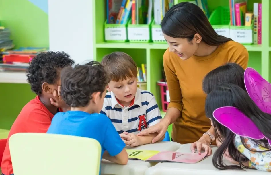 Young children participating in a social skills learning activity
