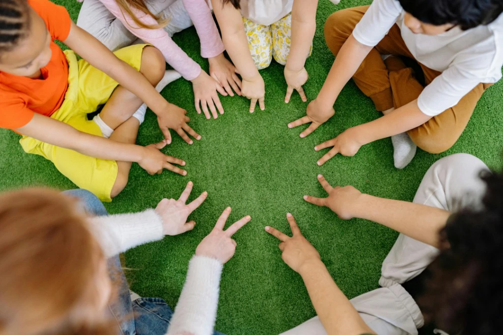 School-age children building social and peer skills together